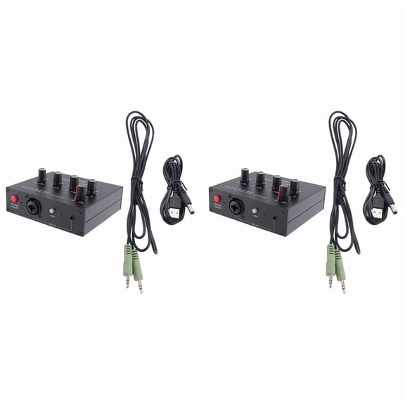 2X MIC-60 3-Band Equalizer Balanced Mic Preamp Microphone Preamplifier with DC Cable and 3.5mm Cable