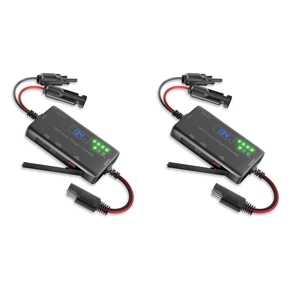 2X MPPT Solar Charge Controller 12V 10A, Solar Panel Charge Controller with Type-C and USB Output for , LiFePO