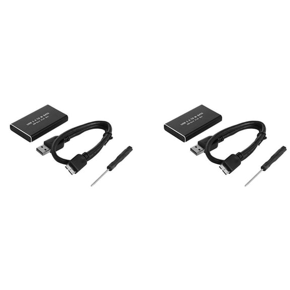 2X MSATA To USB 3.0 SSD Enclosure External Hard Drive Disk Box Storage Case Adapter for 30X50mm 30X30mm MSATA SSD,2 x SSD Box 2 x USB3.0 Cable 2 x Screwdriver 4 x Screw,Black