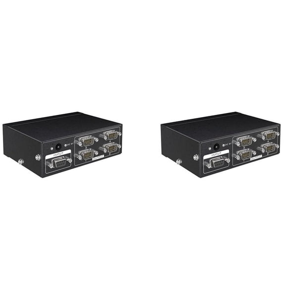 2X MT-RS104 Active Serial RS232 Splitter 1 to 4 RS232 Bi-Direction Switcher Splitter 4 to 1 with Power Adapter-US Plug,2 x bidirectional splitter,black