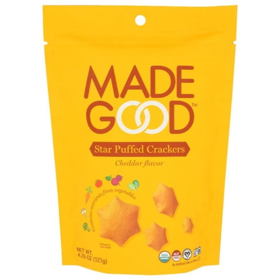 2X - Madegood Organic Cheddar Flavor Star Puffed Crackers 4.26 oz Package May Vary
