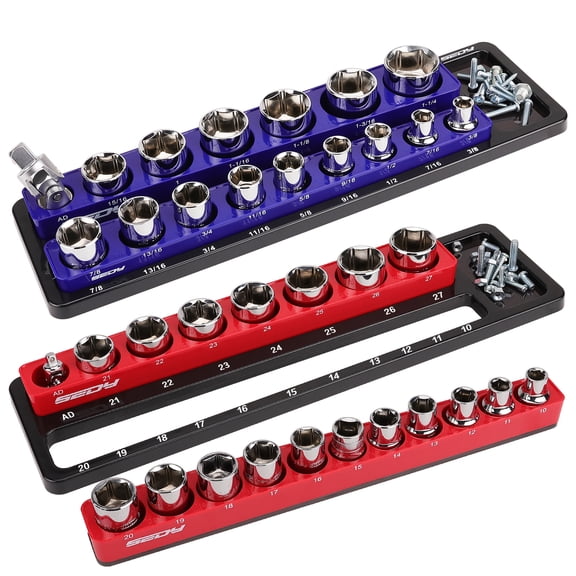2X Magnetic 1/2" Sockets Holder Organizer Set Detachable Storage Tray Metric SAE
