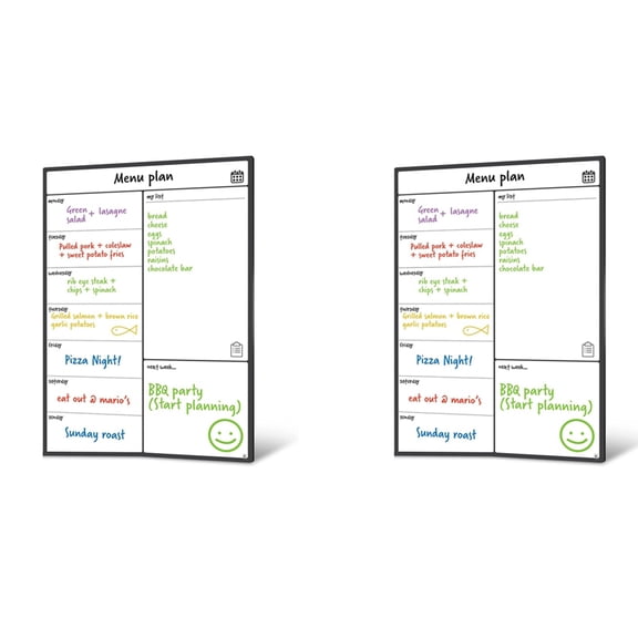 2X Magnetic Whiteboard Fridge Calendar Meal Planner and Shopping List White Board - Memo Board and Family Planner