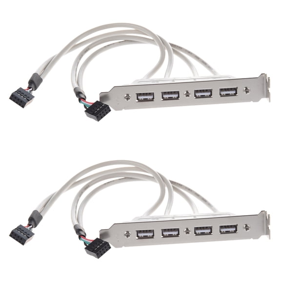 2X MainBoard 4 Port USB 2.0 to 9 Pin Header Bracket Extension Cable,2 x 4 Ports USB 2.0