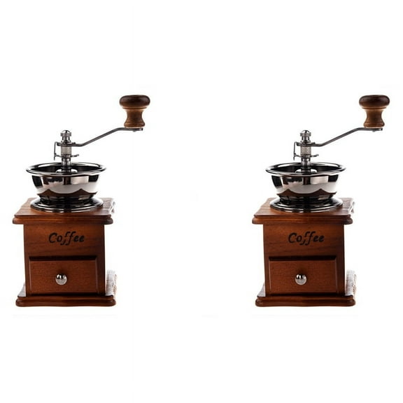 2X Manual Coffee Grinder Wood / Metal Hand Mill Spice Mill (Wood Color)
