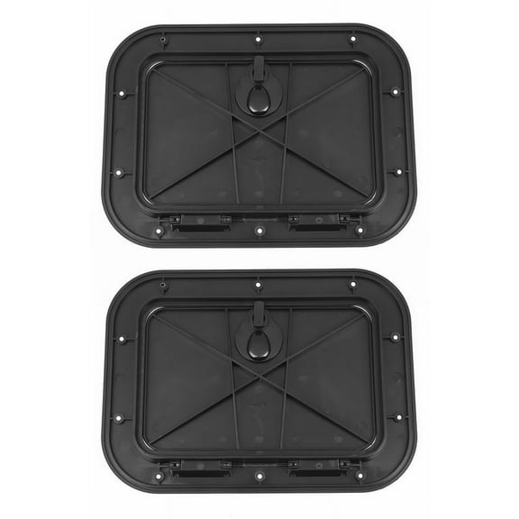 2X Marine Deck Plate Access Cover Pull Out Inspection Hatch with Latch, 14.96 x 11.02 Inch / 380 x 280mm -Black