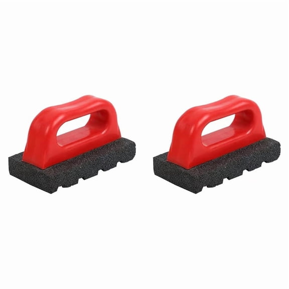 2X Masonry Rubbing Brick, Fluted Rub Bricks, 20 Grit, Plastic Handle,2 x Rubbing Brick,Red
