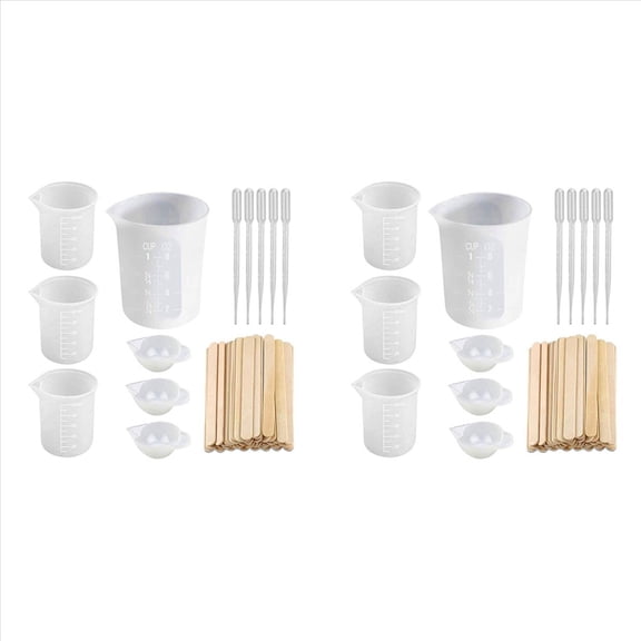 25WM 2X Measuring Cups for Epoxy Resin, Reusable Mixing Cups Resin Casting Container with Mixi