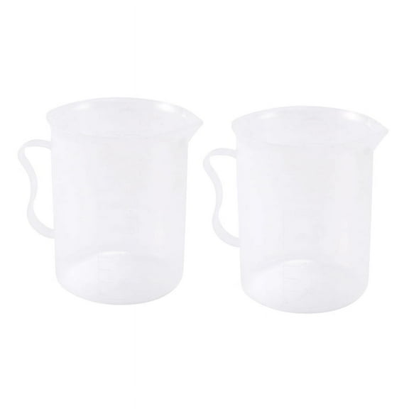 2X Measuring Jug 250ML Graduated Beaker Clear White Plastic Cup