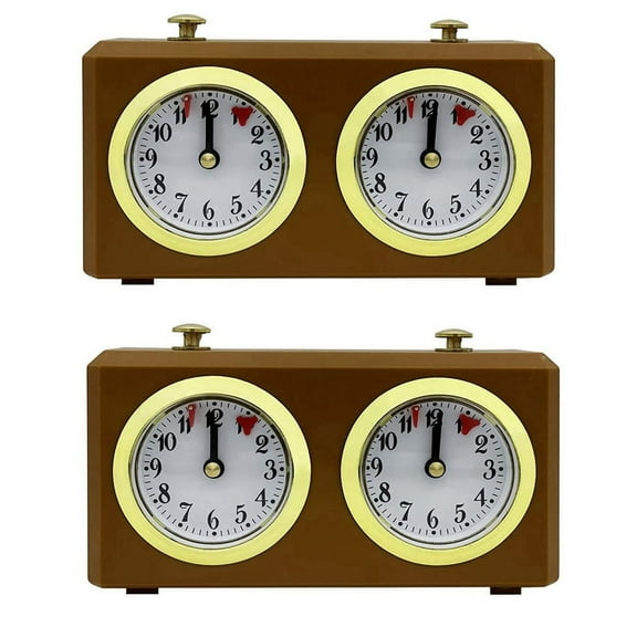 2X Mechanical Chess Clock Analog for Chess Game Timer Clock Official Clocks No Battery Needed,2 x Chess Timer,as shown