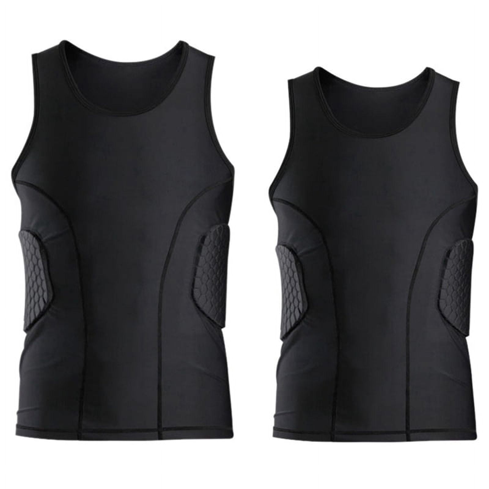 Men's Rib Protector Padded Vest Compression Shirt Training Vest With 3-pad  For Football Soccer Basketball Hockey Protective Gear L