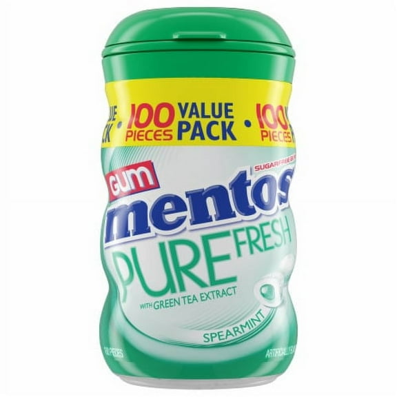 2X-Mentos Pure Fresh Sugar Free Spearmint Flavor Chewing Gum - 100 pc