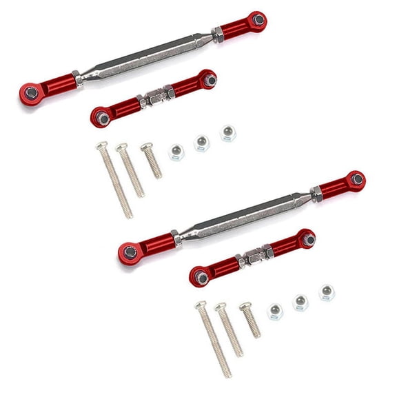 2X Metal Adjustable Steering Linkage Link Pull Rod Turnbuckle for MN D90 D99 MN-90 -45 1/12 RC Car Crawler,Red
