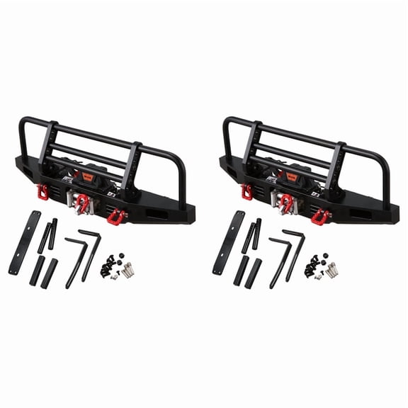 2X Metal Front Bumper with Winch Remote Controller System for 1/10 RC Crawler TRX4 SCX10 & SCX10 II 90046