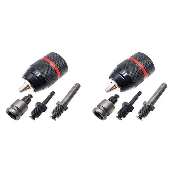 2X Metal Heavy Duty 1/2-20UNF 13Mm Keyless Drill Chuck Hex Shank/SDS/Socket Square Female Adaptor Hardware Tool