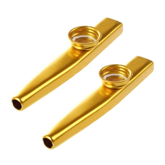 2X Metal Kazoo Flute Mouth Music Instrument Harmonica Practical Golden,2 x Ancestral Flute,Golden