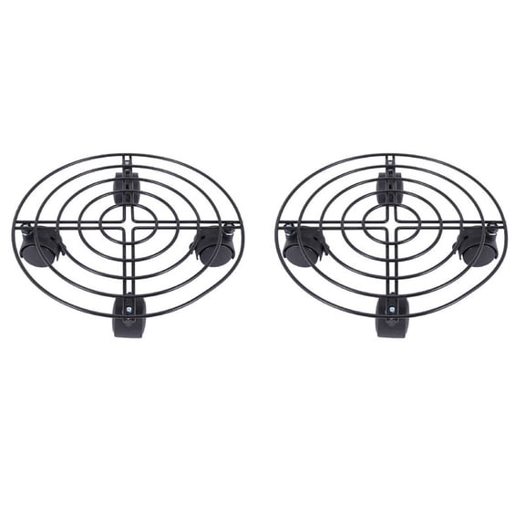 2X Metal Plant Flower Pot Stand Trolley Caddy on Wheels Indoor Outdoor Home Garden tools