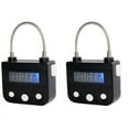 thumbnail image 1 of 2X Metal Timer Lock USB LCD Display Electronic Rechargeable Multi-Function Padlock Black, 1 of 8