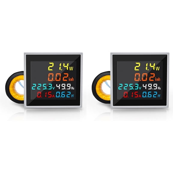 2X Meter, AC 50-300V 100A Mini Power Monitor 6in1,LCD Display, Voltmeter, Ammeter,Frequency Tester with CT