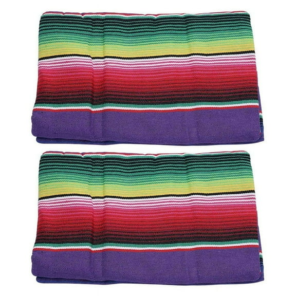 2X Mexican Tablecloth for Mexican Party Wedding Decorations, Mexican Saltillo Serape Blanket Bed Blanket Table Mat,2 x Mexican Tablecloth, color