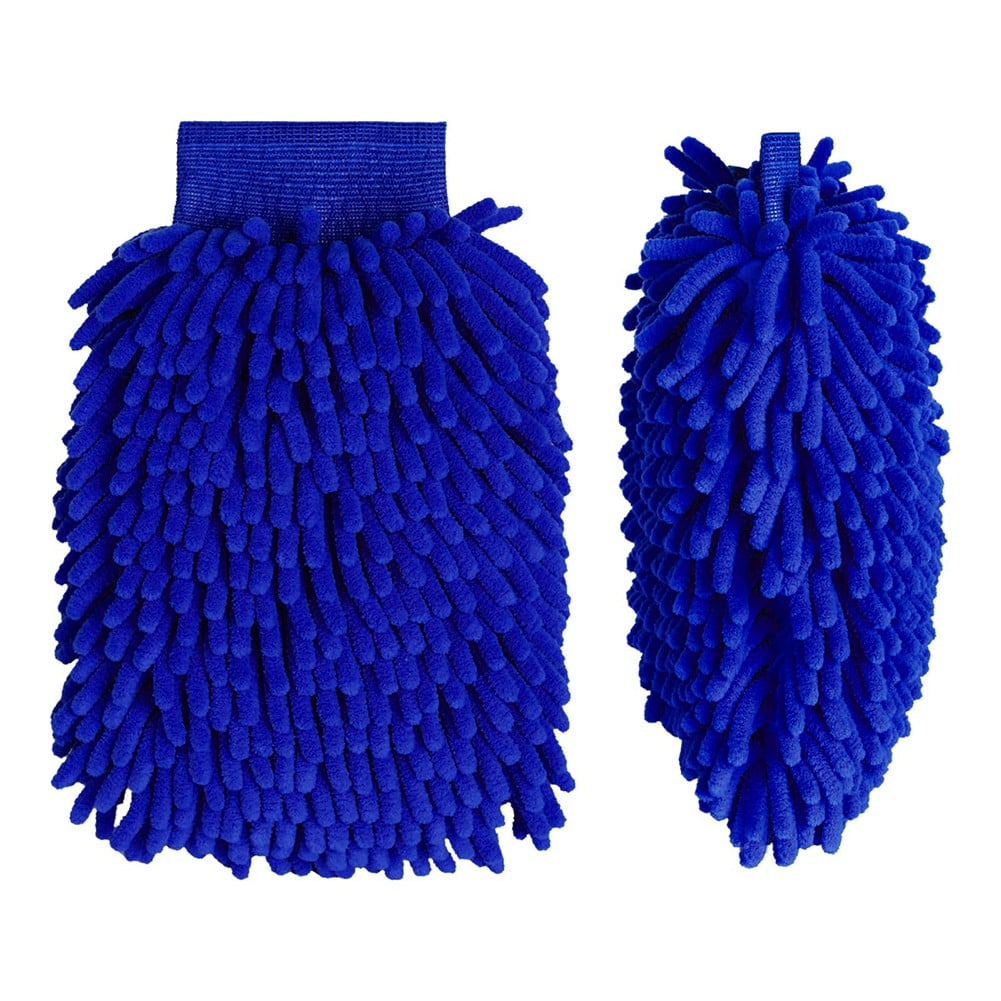 2x Microfibre Car Wash Mitt Ultra Soft Noodle Glove Scrub Cleaning