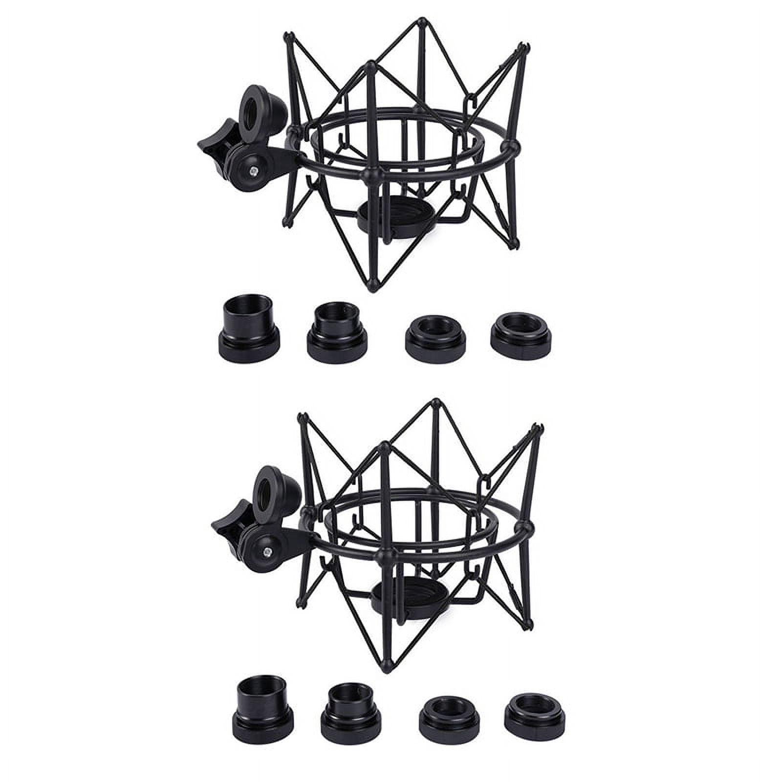 2X Microphone Shock Mount Adjustable Mount Recording Mic Stand Metal Bracket Pod Microphone Stand (Black),2 Microphone Shock Mount,Black