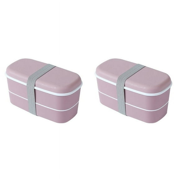 2X Microwavable 2 Layer Lunch Box with Compartments Leakproof Bento Box Insulated Food Container Lunch Box Pink