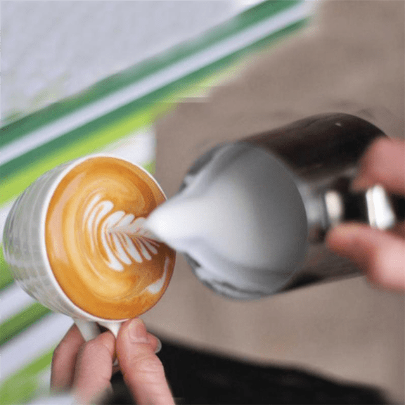 2X Milk Jug 350Ml Stainless Steel Frothing Pitcher Pull Flower Cup Coffee Latte Art Milk Foam Tool