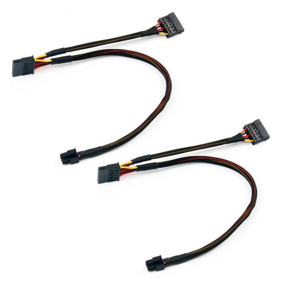 2X Mini 6Pin to 15Pin X2 Power Cable Cord for Vostro 3650 3653 3655 Desktop Computer HDD SSD Expansion Cable,2 x 6Pin to Splitter 15Pin Power Cable
