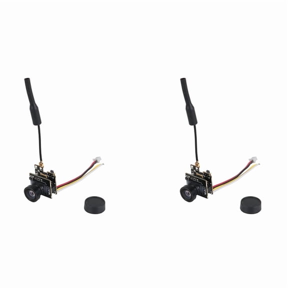 2X Mini Camera FPV AIO 5.8G 25MW 40CH 800TVL Transmitter LST-S2+ FPV Camera with OSD Parts for RC Racing Drone,2 x S2 AIO FPV Camera 2 x wiring harness,Black