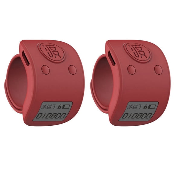 2X Mini Digital LCD Electronic Finger Ring Hand Tally Counter 6 Digit Rechargeable Counters Clicker-Red