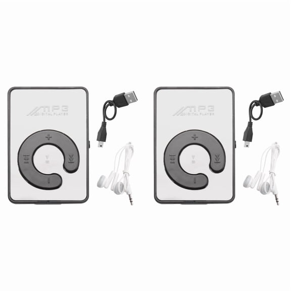 2X Mini Music MP3 Player with USB Cable with Headphones Black