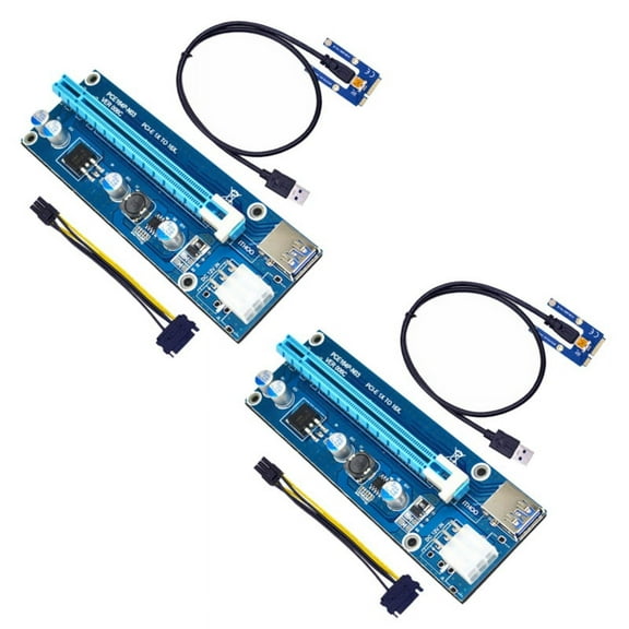 2X Mini PCIe to PCI Express 16X Riser for Laptop External Image Card BTC MPCIe to PCI-E Slot Mining Card,2 x PCI-E end motherboard 2 x USB CABLE 2 x -8PIN power cord,Blue