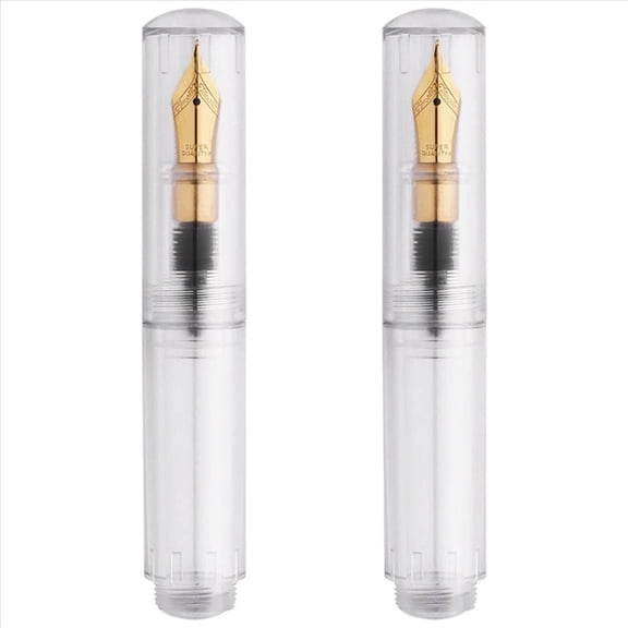 2X Mini Pocket-Size Eyedropper Fountain Pen Writing Ink Pen F Nib Ink Pen Portable Mini Pocket Pen Transparent