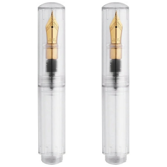 2X Mini Pocket-Size Eyedropper Fountain Pen Writing Ink F Nib Portable Pocket Transparent