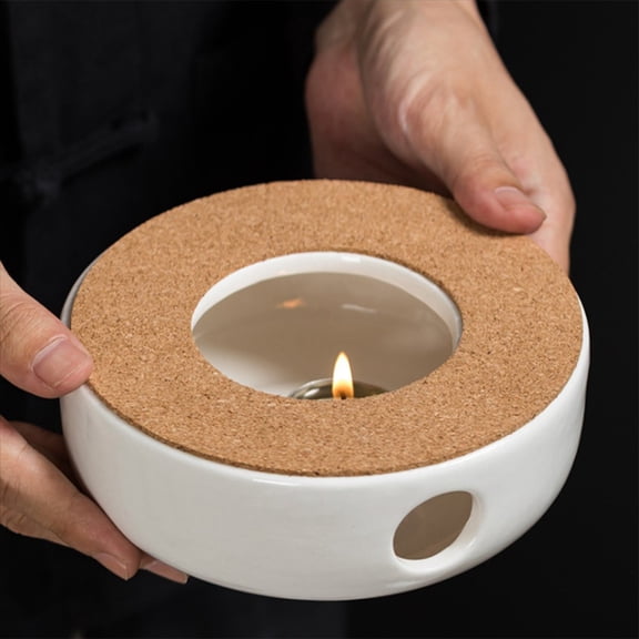 2X Mini Portable Ceramic Teapot Holder Base Teapot Warmer Insulation Base Coffee Water Warmer Candle Holder