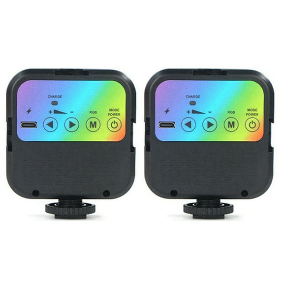 2X Mini RGB Full Color Fill Light LED Portable Atmosphere Video Light for SLR Cameras and Video Cameras,2 x fill light,Black