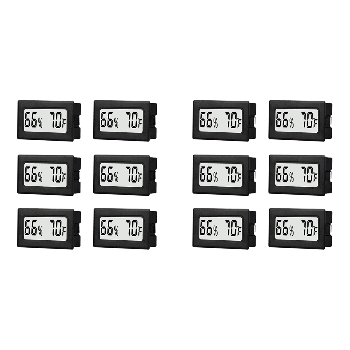 2X Mini Small Digital Hygrometer Thermometer Indoor with Temp Humidity Sensor Monitor Fahrenheit (℉) for Jars,Humidor,12 x thermometer,black