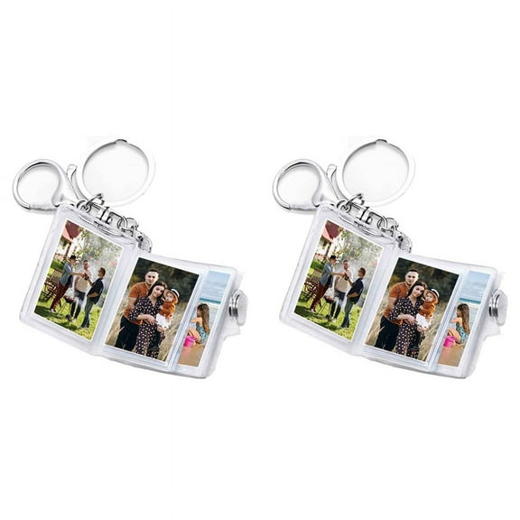 2X Mini Small Photo Album Keychain 16 Pictures Book Holder Keyring DIY Gifts for Boyfriend Girlfriend