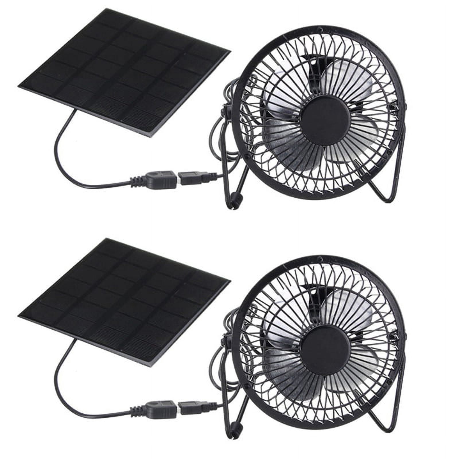 2X Mini Solar Panel Powered Ventilator Fan Portable 5W 4 Inch Greenhouse Solar Exhaust Fan for Office Outdoor