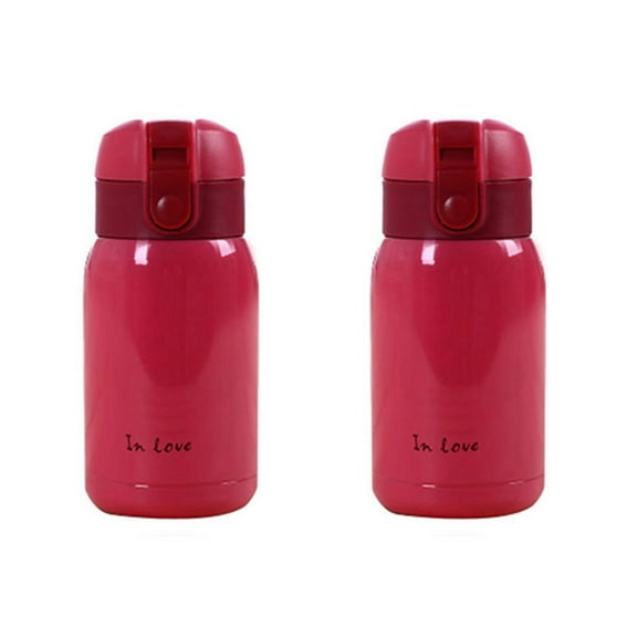 2X Mini Stainless Steel Big Belly Bottle(Rose Red)200Ml