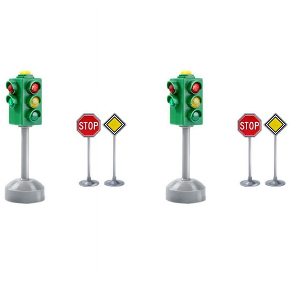 2X Mini Traffic Signs Road Light Block with Sound LED Children Safety Traffic Light Model Kids Traffic Light Toys