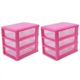 thumbnail image 1 of 2X Mini Translucent Drawer Type Plastic Storage Box（Rose Red 3 Layers）, 1 of 4