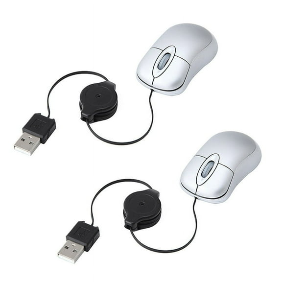 2X Mini USB Wired Cable Small 1600 Optical Travel Mice for 98 2000 XP Vista Ve
