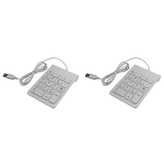 2X Mini USB Wired Numeric Keypad Numpad 18 Keys Digital Keyboard for Accounting Teller Laptop Android (White),2 x Wired Keyboard,White