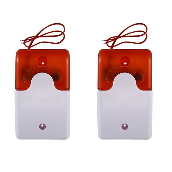 2X Mini Wired Strobe Warning Siren DC 12V Sound Alarm Flashing Light Sound Siren Horn Home Security Alarm System