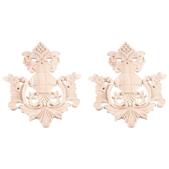 2X Miniature Wooden Vintage Wood Carved Corner Decal Wall Lamp Wall-Furniture Doors Decorative