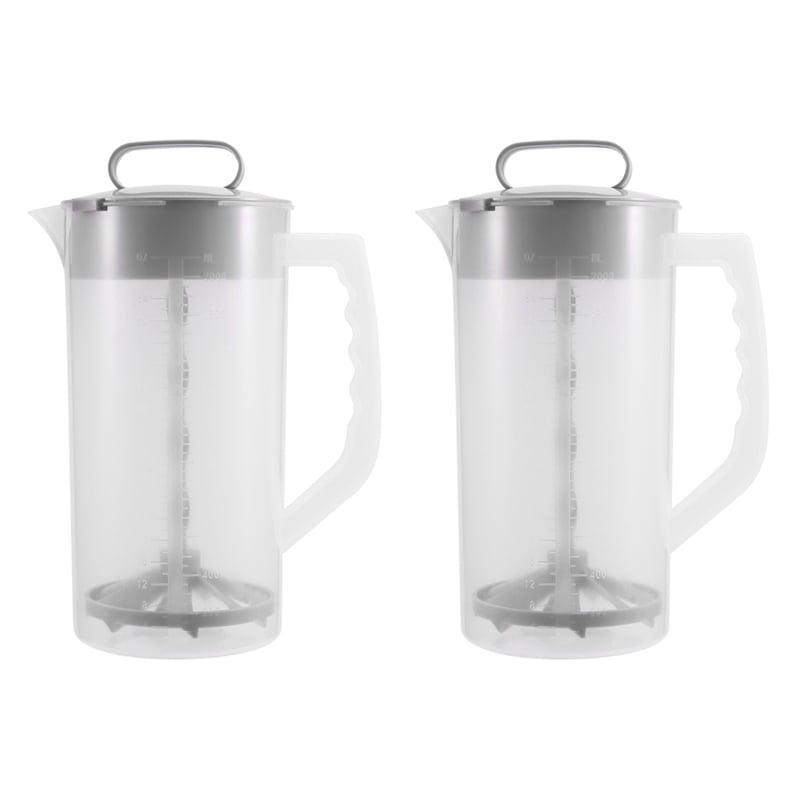 2X Mixing Pitcher for Drinks,2 Quart/64oz Plastic Water Pitcher with Lid,Easy-Mix Juice Container,Angled Plastic Blades