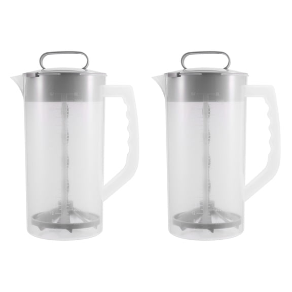 2X Mixing Pitcher for Drinks,2 Quart/64oz Plastic Water Pitcher with Lid,Easy-Mix Juice Container,Angled Plastic Blades