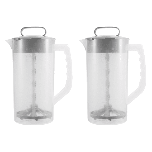 2X Mixing Pitcher for Drinks,2 Quart/64oz Plastic Water with Lid,Easy-Mix Juice Container,Angled Blades